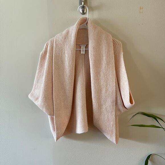 J. Jill Ribbed Shrug Open Front Sweater Womens O/S Neutral Knit Layering Piece - Picture 1 of 5